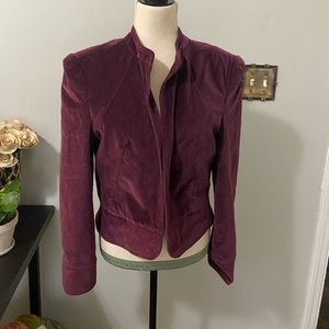 Lucky Brand Plum velvet open jacket
